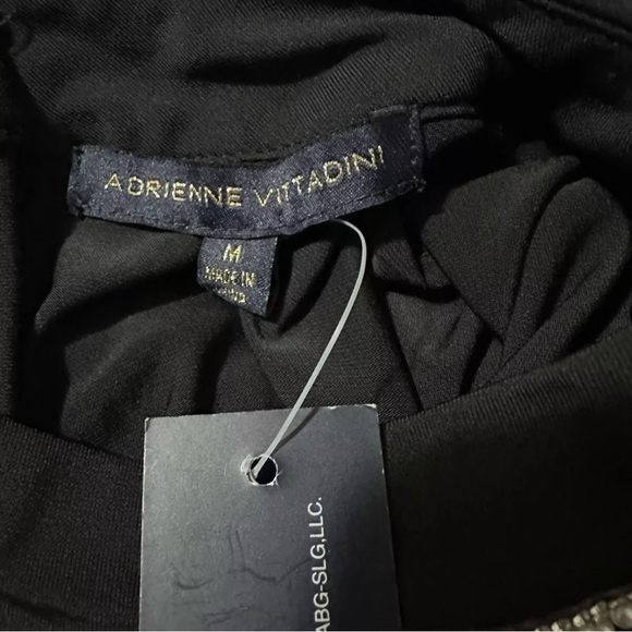 Adrienne Vittadini Black Blouse Embellished Collar Keyhole Women’s Size Medium - Picture 10 of 11